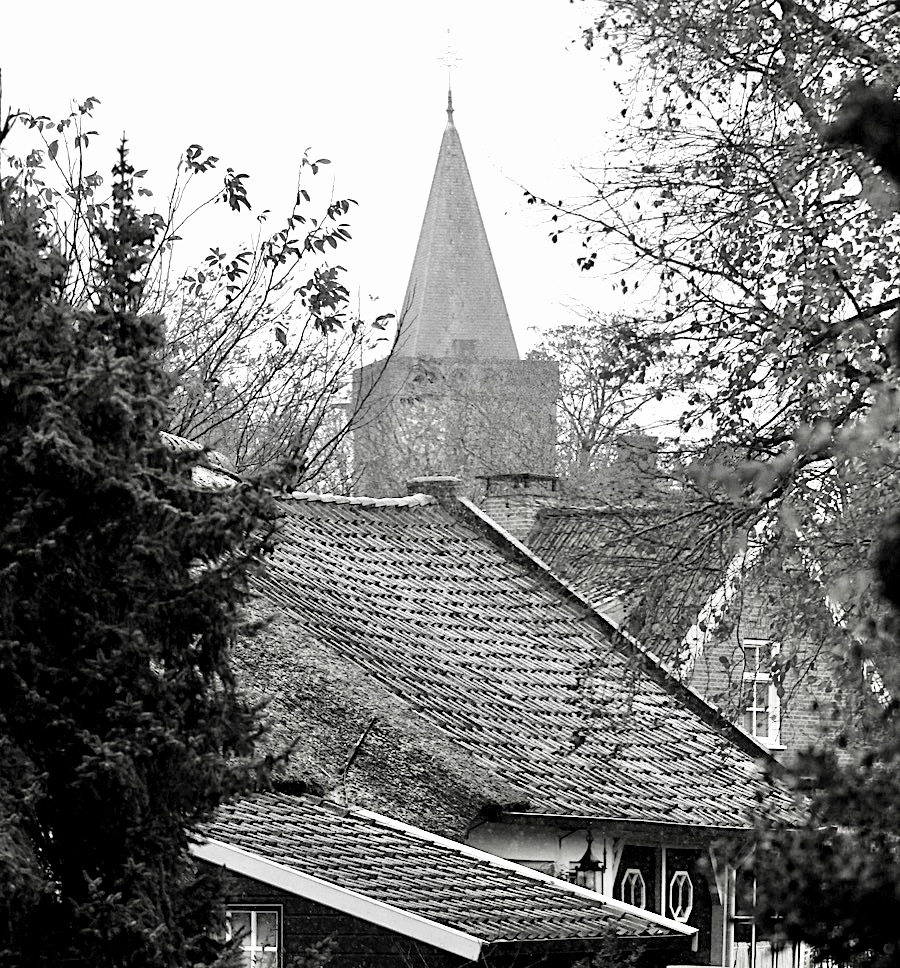 kerkspits sneeuw bw - 1